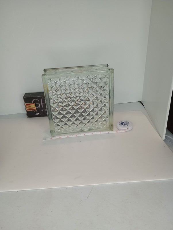 Vintage Reclaimed Architectural Glass Block Lines 7-3/4" x 7-3/4" x 3"  16 avail