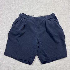 Tommy Bahama Shorts Mens 32 Blue Herringbone Bermuda Silk Pleated 9 Inseam