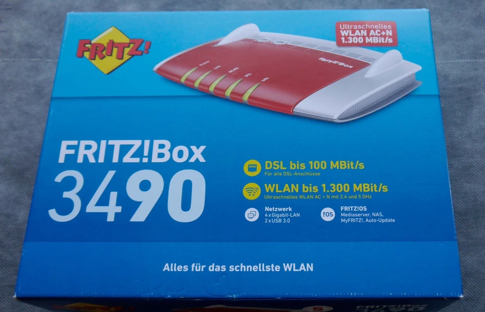 AVM Fritz!Box 3490 WLAN-Router mit integriertem Modem für alle DSL-Anschlüsse