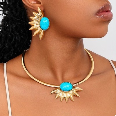 Turquoise Sunflower Jewelry Set