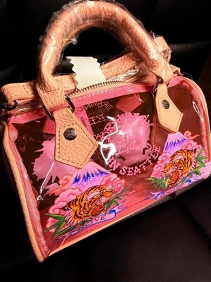 Ed Hardy Clear Pink Tiger Print Mini Duffle Swim Beach Bag  display picture 2