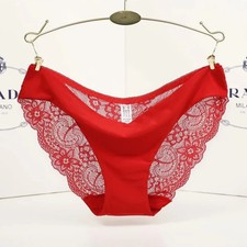 Seamless Lace Panties Women Spandex Crotch Soft Black Floral Underwear 1Pc