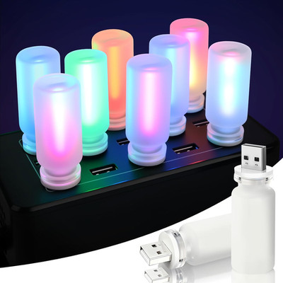 2 PCS USB Interior Car Lights, Touch Control 7 Color 13 Modes Plug-In Retro LED 
