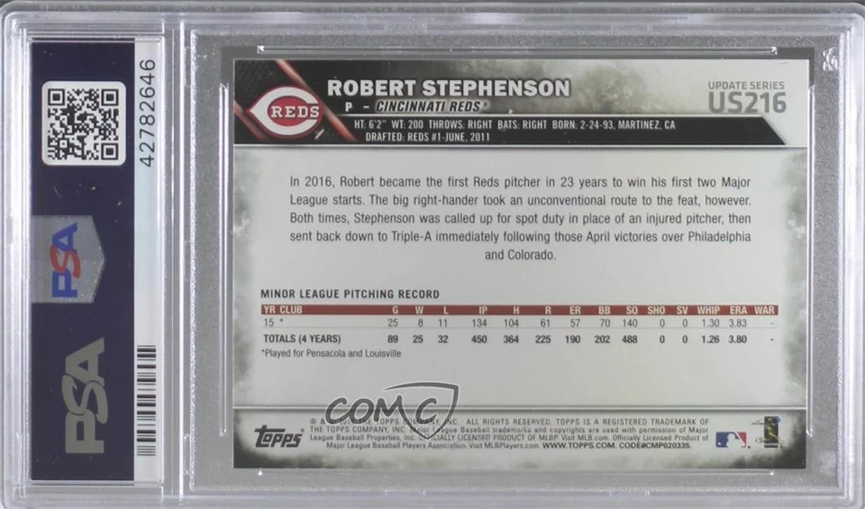 2016 Topps Update Image Variation Robert Stephenson PSA 10 GEM MT Rookie RC - Image 2 of 2