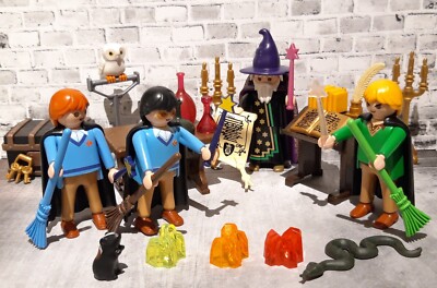 Lots Playmobil Harry Potter – Figs Ron, Draco, Minerva Avec Baguette Et Chaudron