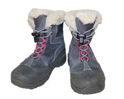 Columbia Womens Boots Size 4 / 36 Omni Heat Winter Hiking Quick Lace Grey Suede