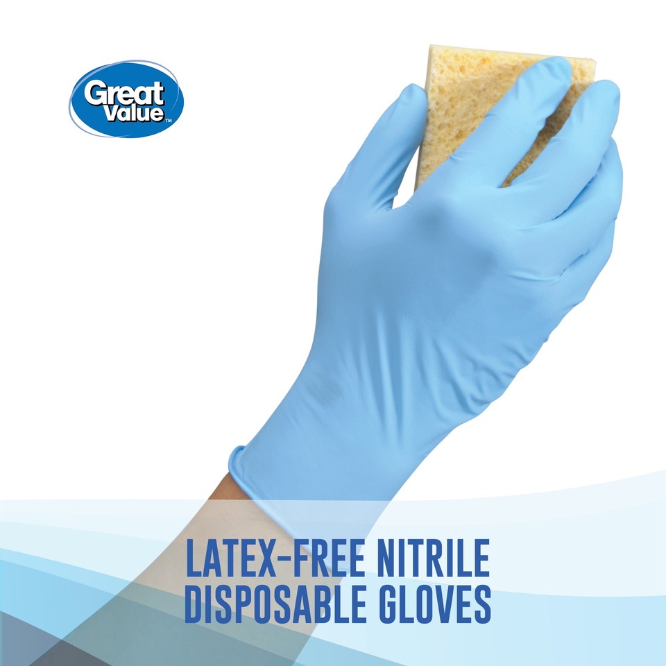 Great Value Nitrile Disposable Gloves, One Size, 100 Ct eBay