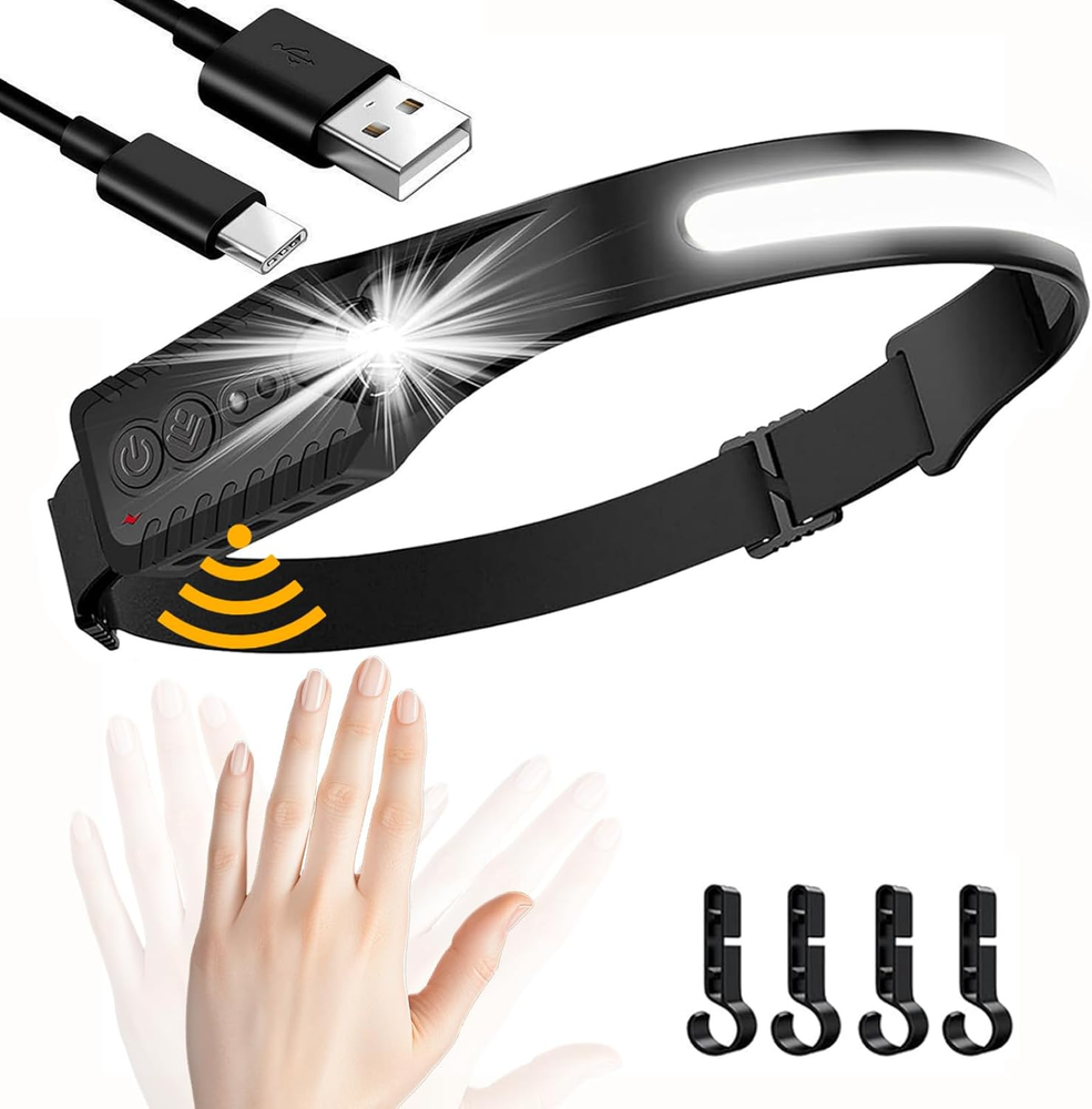 LED Rechargeable Headlamp, Waterproof Camping Accessories for Adults, Lightweigh