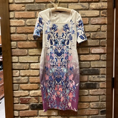 fashion monsoon cotton dress monsoon Fitted Floral lined Cotton Dress Wedding Garden Party