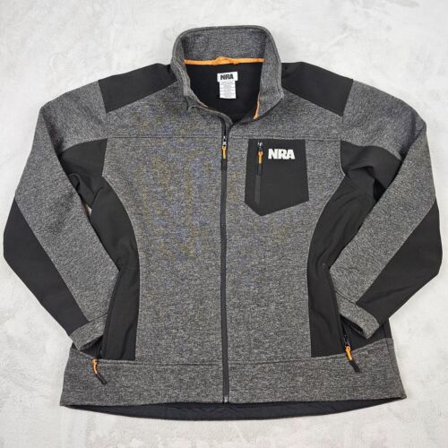 NRA TACTICAL SOFTSHELL JACKET 3XL Gray Black Fleece Lined Mock Neck Gun Military - Picture 2 of 13