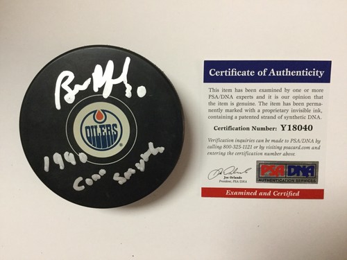 Carre de hockey signée Bill Ranford Oilers d'Edmonton PSA/ADN COA dédicacée b - Photo 1/3