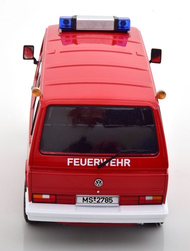 New KK-SCALE VOLKSWAGEN T3 FEUERWEHR 1987 1:18 Model Car RED KKDC180966 KidBX - Picture 5 of 5