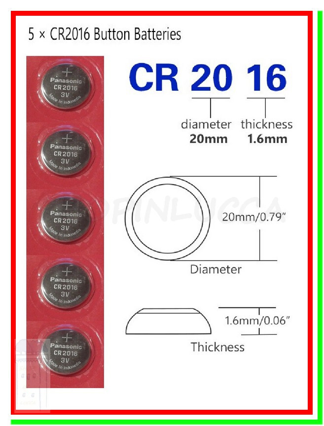 5 Batterie Pile PANASONIC CR2016 pila litio 3v bottone CR 2016 lithium battery