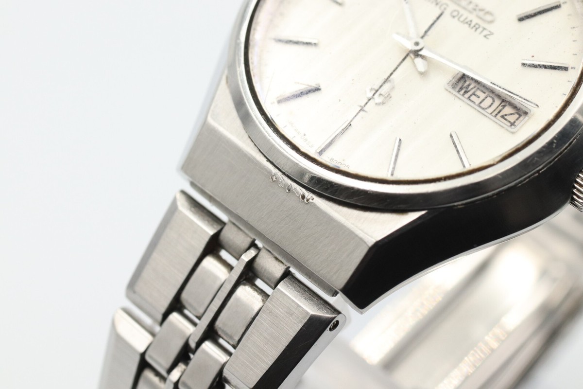 Exc+5* Vintage SEIKO King Quartz 0853-8001 White Dial Day