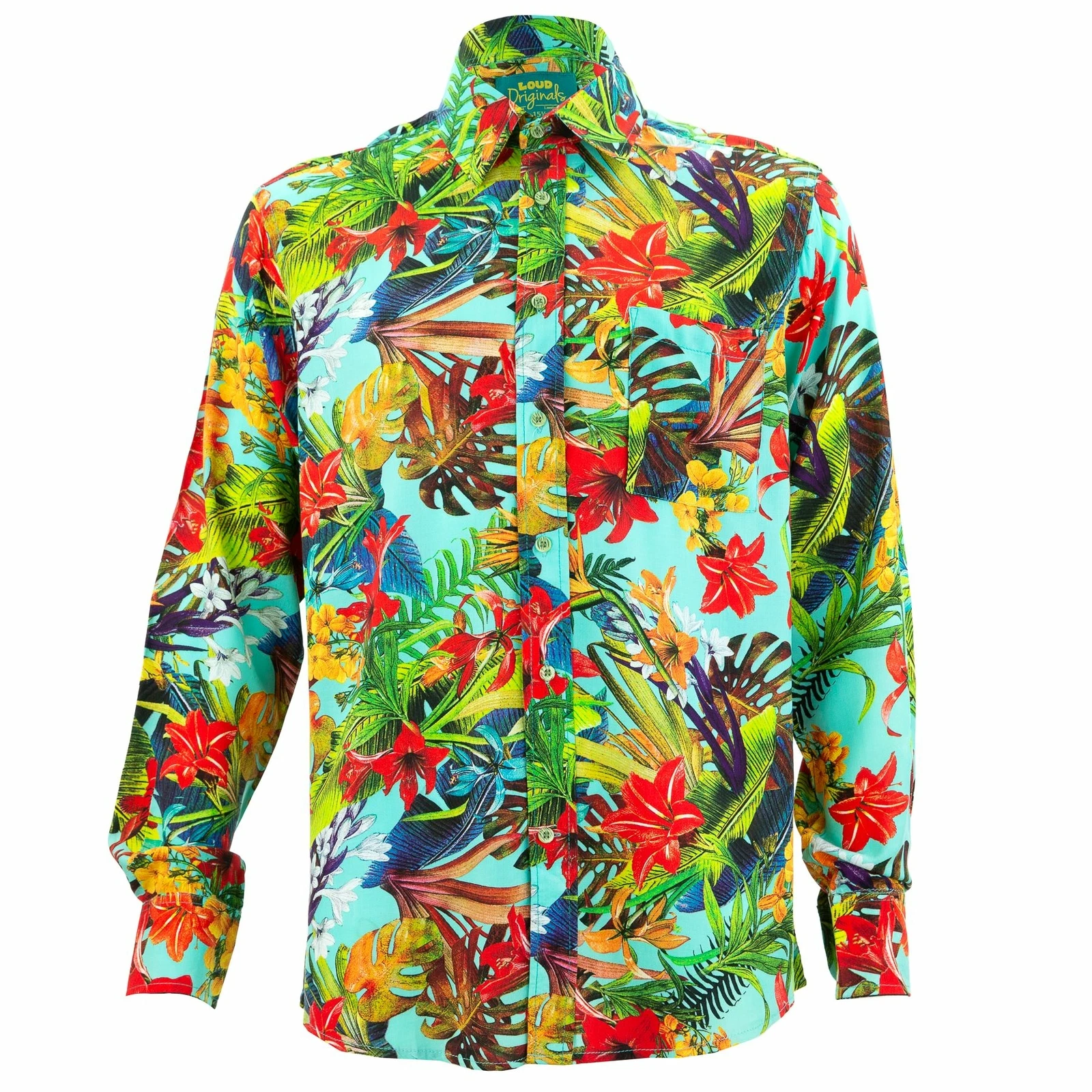 Mens Shirt Loud Originals REGULAR FIT Floral Turquoise Retro Psychedelic Fancy
