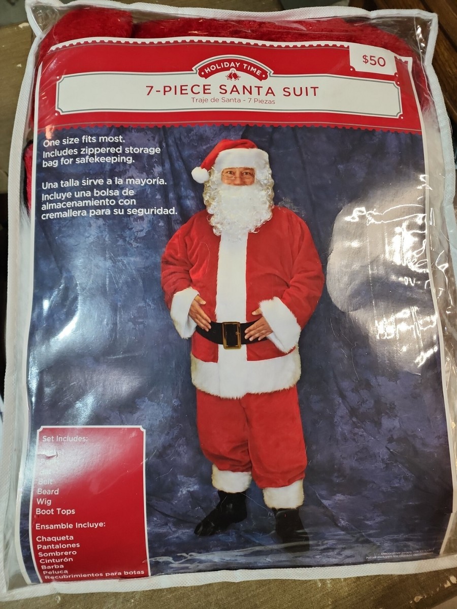 Holiday Time Santa Suit 7-Piece, One Size Fits Most NEW w