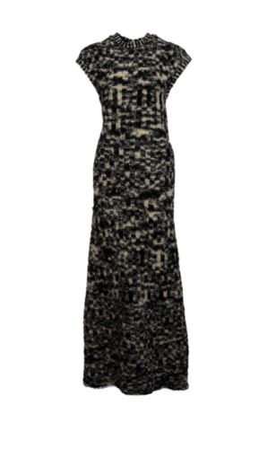 Chanel Fall Winter 2011 Black and White Bouclette Knit Maxi Dress Sz.36 - Afbeelding 1 van 10