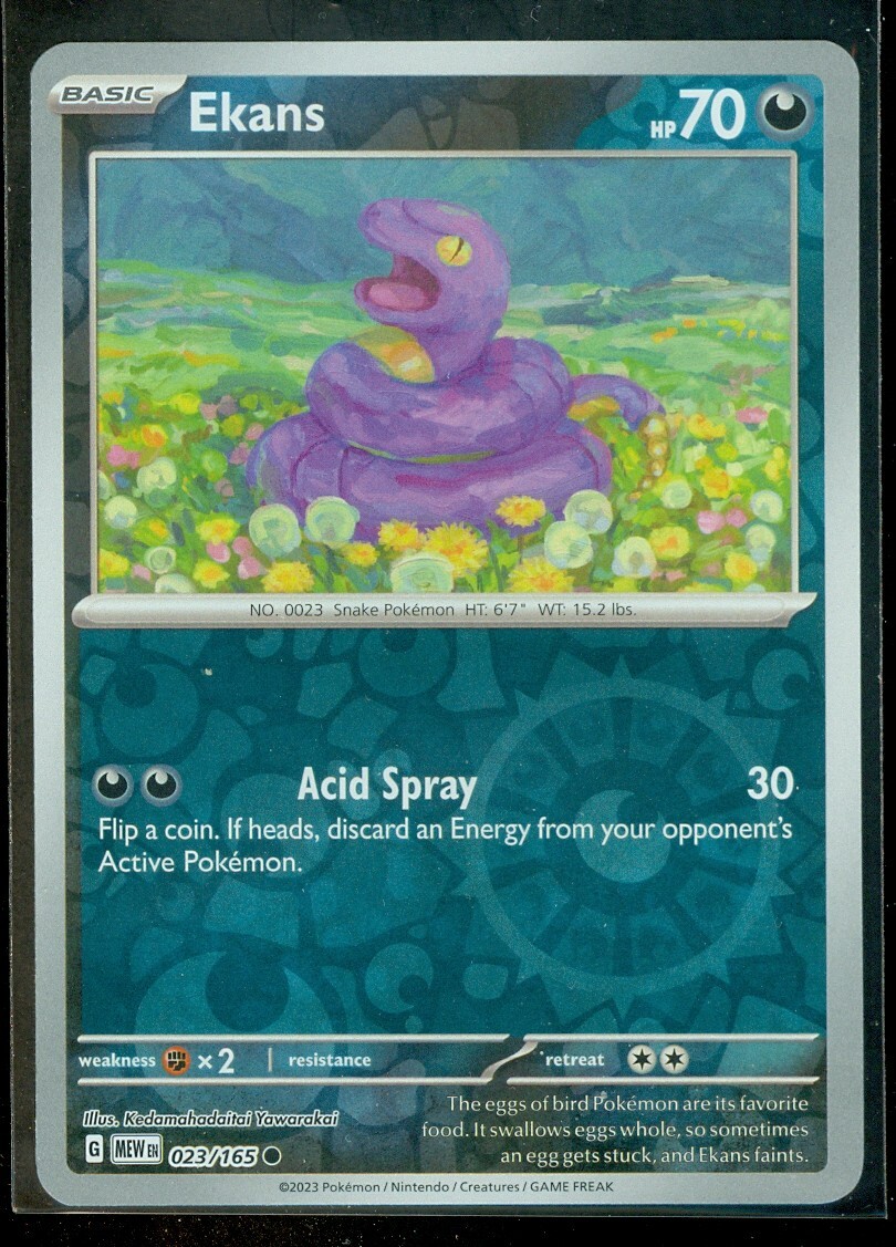 Pokemon EKANS 023/165 Pokemon 151 - Rev Holo - - MINT