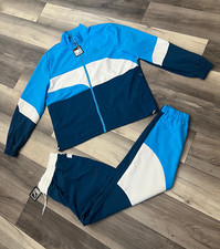 PUMA MEN'S CLYDE BASKETBALL 2 PIECE TRACKSUIT LIGHTWEIGHT COLOR BLUE WHITE XL