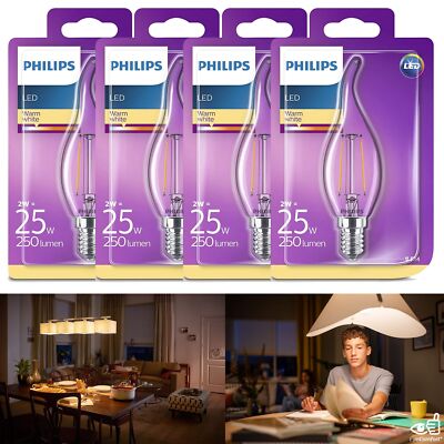 4x 8718696573877 Philips LED classic Lampe ersetzt 25 W, E14, warmweiß (2700K), 