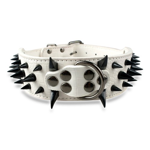 2" Wide Spiked Studded Leather Large Dog Collar for German Shepherd Pitbull S-XL - Picture 3 of 28