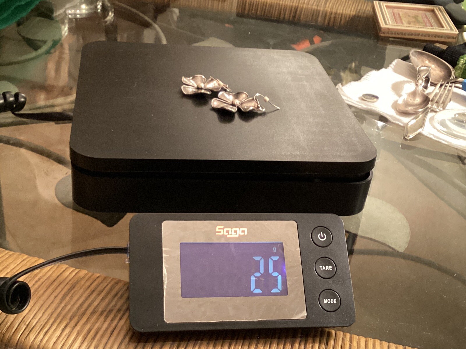 Sterling Silver 925 dangle earrings shape of 3-Le… - image 13