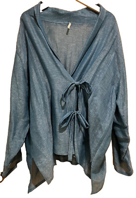 JULIA HILL Silk Kimono Duster Jacket OS Green (American Textile Artist)
