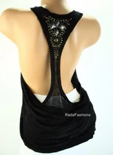 Victoria's Secret Linen Embellished Racerback Slub Oversized Layering Tank XS