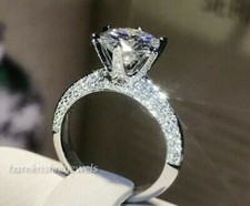 1.84CT Lab-Created Round Cut Diamond 14K White Gold FN Engagement Wedding Ring