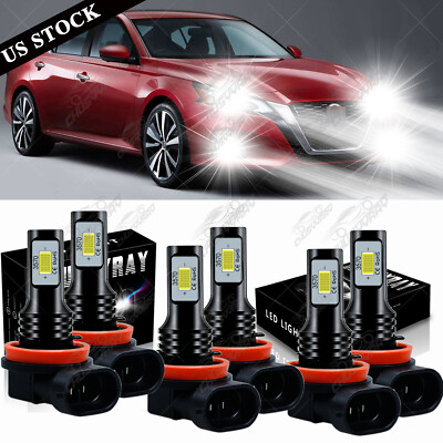 For Nissan Altima 2007-2018 LED Headlight Fog Light Bulbs H9 H11 White Combo Kit