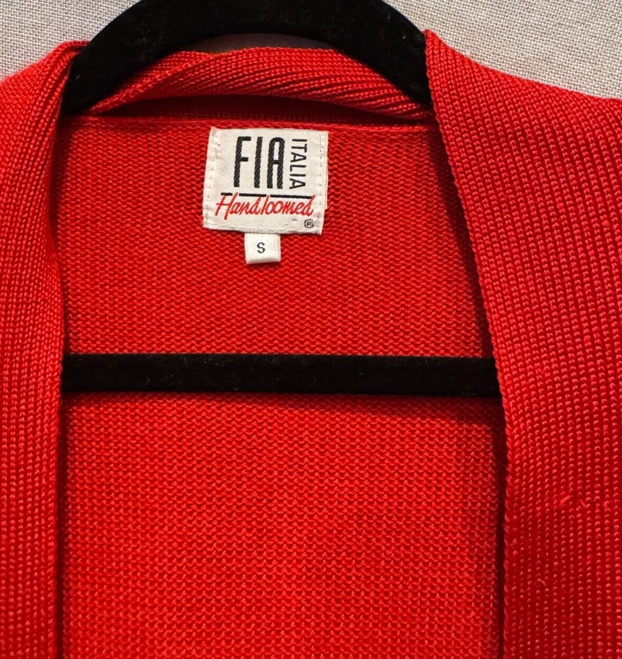 De colección - Cárdigan FIA Italia Rojo Telar a Mano Cortado Cintura Talla S Pequeño Foto 2 de 4