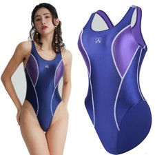 AMORESY Women Shiny Glossy Swimwear Spandex Swimsuit One Piece Surfing Bademode