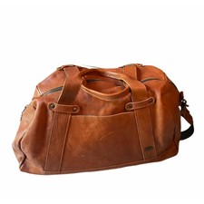 P'elle Italian Leather Duffel Bag Brown 20"