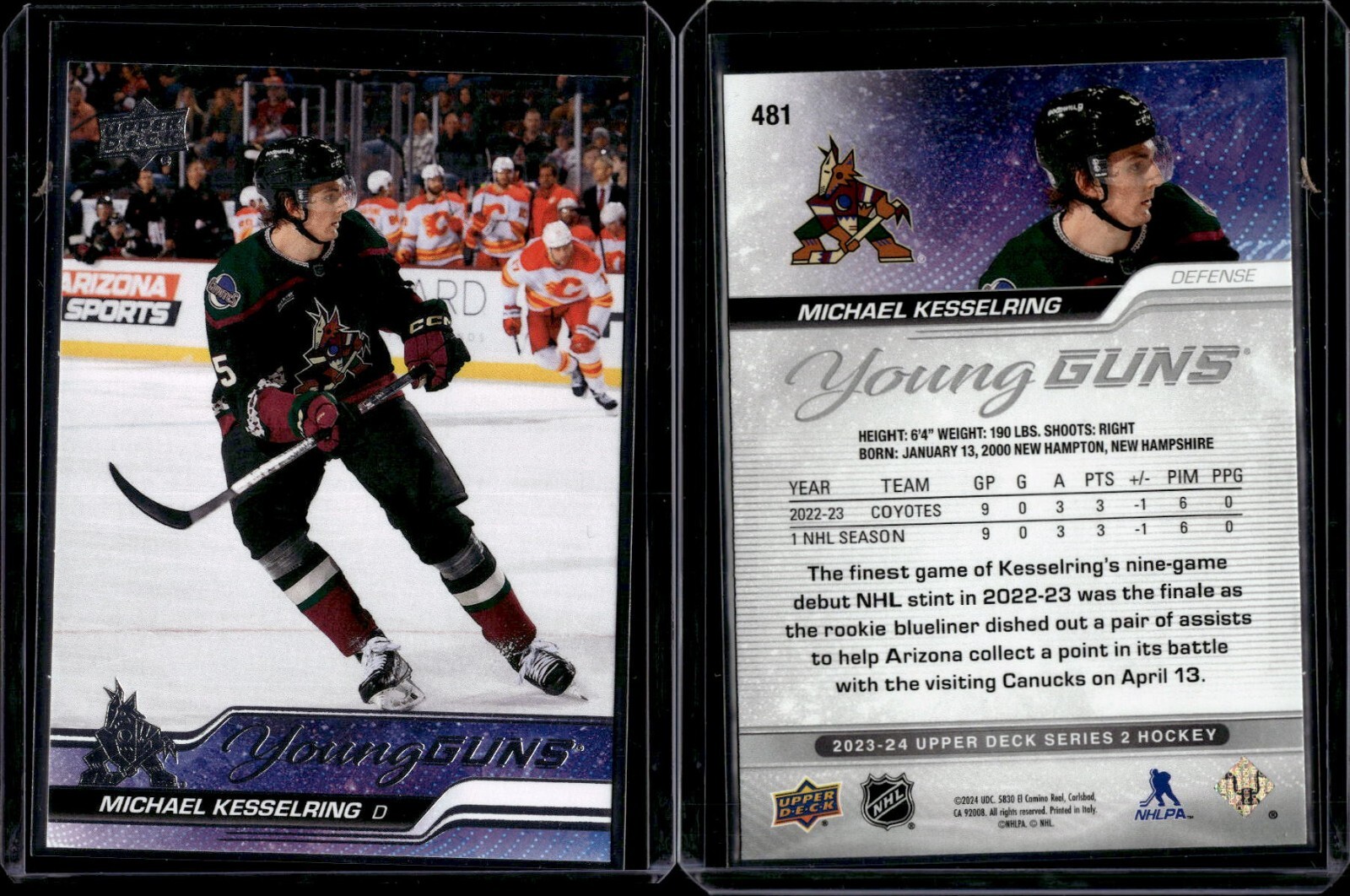 2023-24 Upper Deck Series 2 Young Guns #481 Michael Kesselring Rookie RC