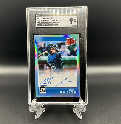Ronald Acuna Jr. [Blue] #RA 2018 Panini Donruss Optic Rated Prospect Signatures card