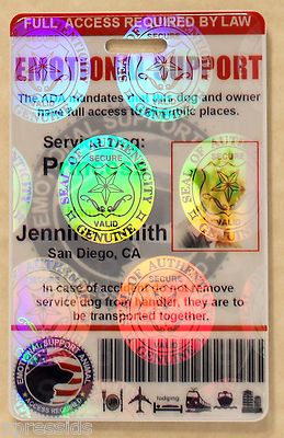 HOLOGRAPHIC EMOTIONAL SUPPORT ANIMAL ID BADGE ESA SERVICE DOG ID CARD 0ES H | eBay HOLOGRAPHIC EMOTIONAL SUPPORT ANIMAL ID BADGE ESA SERVICE DOG ID CARD 0ES H | eBay