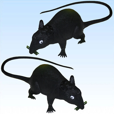 2 x Ratte 39cm quietscht Ekel Maus Ratten Scherzartikel Dekoration Rattus Deko