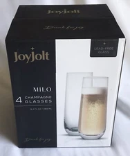 JoyJolt Milo Stemless Champagne Glasses Contemporary Design  Set of 4 New In Box