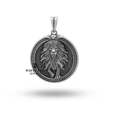 Zodiac Leo Lion king Jungle Animal Pendant 925 Silver Biker Rider Gift Men