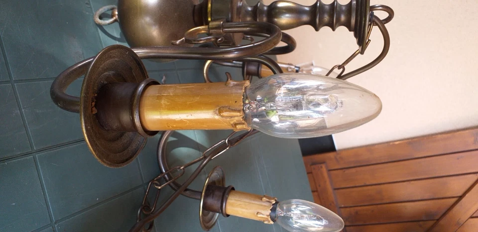 Lustre en étain 5 branches - Photo 3/3