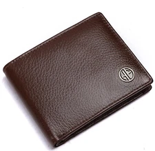 Genuine Leather Brushwood Wallet for Men, RFID Protected Leather Bi-Fold Wallet