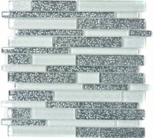 Mosaico Tessere Composite Glass fiori Bianco grigio specchio 86-8CFL_f |10foglie