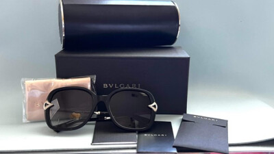 Bvlgari Divas 8217-B 501/8G Square Black Dark Grey Sunglasses $750 NIB #15 