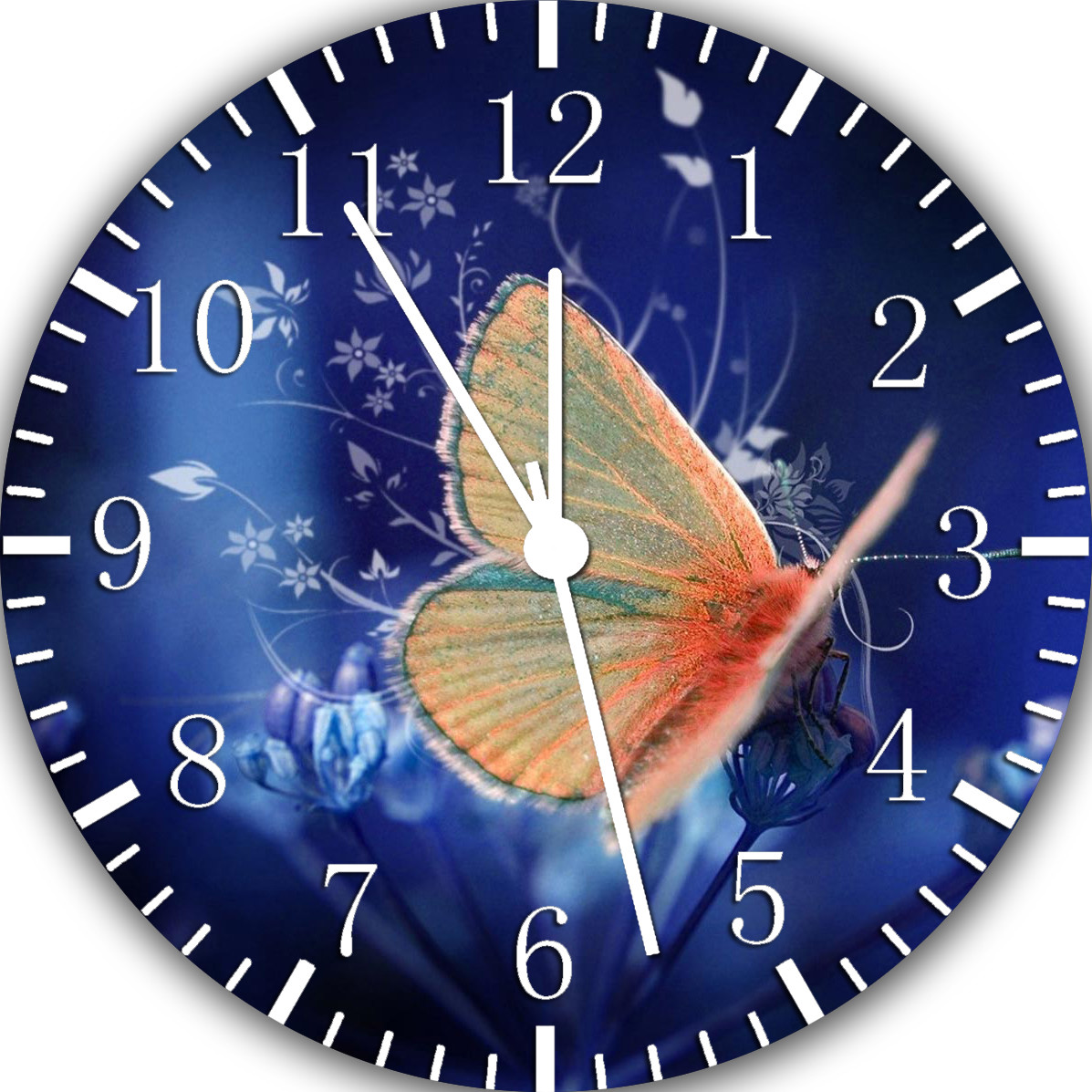 Beautiful Butterfly Frameless Borderless Wall Clock Nice For Gifts or Decor W403