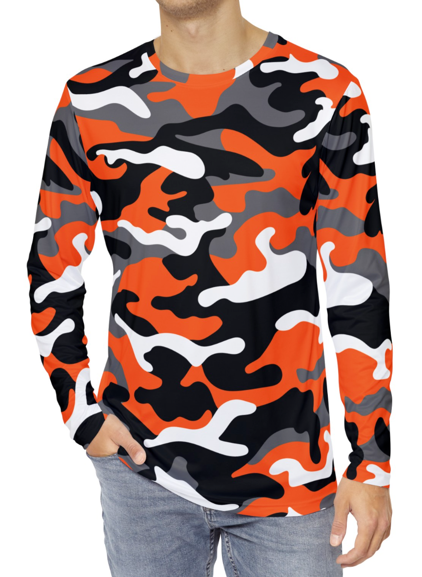 Orange Camo T-Shirt Men's Orange & Black T-Shirt Men's Camo Long