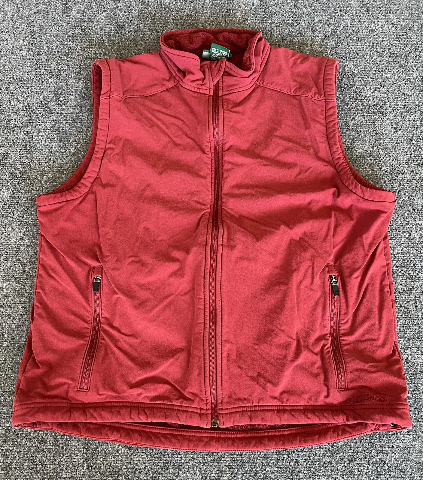 L.L. Bean Vest Red Full Zip Logo Nylon Spandex Outdoors Hiking Mens L