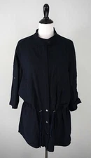 W by Worth Blue Cinch Drawstring Button Up Coat Jacket Size Large