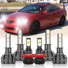 For Acura RSX 2002 2003 2004 Combo LED Headlight HI/LO Beam + Fog Light 6x Bulb