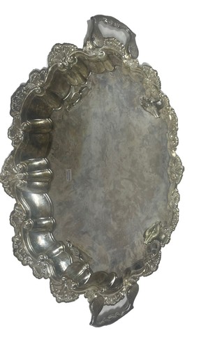 INTERNATIONAL SILVER Co. 23” Silverplated Footed Butler Serving Tray Vintage Big - Picture 6 of 14