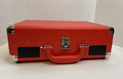 Feir Red USB Portable Turntable 3 Speed Vinyl Stereo Suitcase